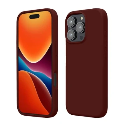 Abbildung von kwmobile Handyhülle für iPhone 16 Pro Hülle, Case Hülle Silikon kabelloses Laden Tawny Red