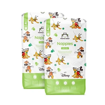 Abbildung von Amazon Marke: Mama Bear Disney Ultra Dry Windeln Größe 4 (8 14 kg) MONATSBOX, Weiß, 168 Stück (2 Packungen mit 84)