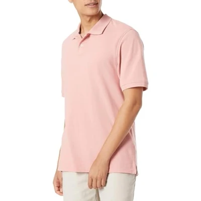 Abbildung von Amazon Essentials Herren Polohemd aus Baumwollpiqué in normaler Passform (erhältlich Übergrößen), Rosa, S