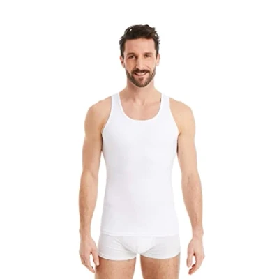 Abbildung von FINN Figurformendes Kompressions Shirt Herren mit Bauchweg Effekt Ärmelloses Shapewear Tank Top aus Baumwolle Body Shaper Unterhemd für einen flacheren Bauch Weiß Weiss 3XL