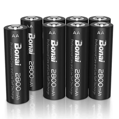 Abbildung von BONAI Akku AA 2800mAh 8 Stück Wiederaufladbare Batterien hohe Kapazität 1,2V Mignon Accu NI MH Aufladbare Akkubatterien HR6 Rechargeable Battery geringe Selbstentladung
