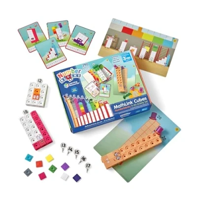 Abbildung von Learning Resources MathLink Steckwürfel Numberblocks Aktivitätsset 11 20, 30 Aktivitäten mit Bezug auf die Fernsehfolgen, 155 und mehr, ab 3 Jahren