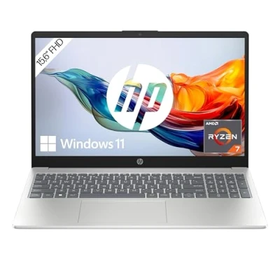 Abbildung von HP Laptop 15, 15,6&quot; FHD Display, AMD Ryzen 7 7730U, 16 GB LPDDR5 RAM, 512 SSD, Radeon Grafik, Windows 11 Home im S Modus, QWERTZ Tastatur, Silber