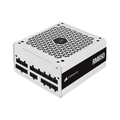 Abbildung von Corsair RM850 (2021), RM Series, 850 Watt 80 Plus Gold Vollmodulares ATX Netzteil (Drei EPS12V Anschlüsse, Leisen Betrieb, Zero RPM Lüftermodus, Auf 105 C ausgelegte Kondensatoren) Weiß