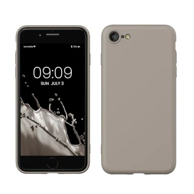 Abbildung von kwmobile Hülle kompatibel mit Apple iPhone SE (2022) / (2020) 8 7 gummierte TPU Silikon Handyhülle Schutzhülle für kabelloses Laden Case in Taupe