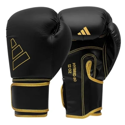 Abbildung von adidas Unisex Erwachsene Hybrid 80 Boxhandschuhe, Schwarz/Gold, 10 oz EU