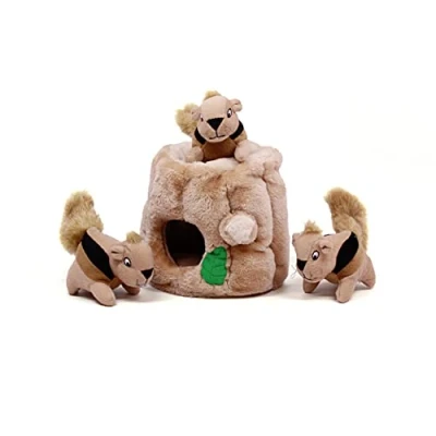 Abbildung von Outward Hound Kyjen 31011 Hide A Squirrel Quietschspielzeug Hundespielzeug 4 teilig, Größe L, Braun