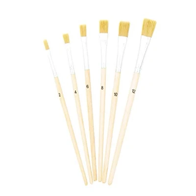 Abbildung von TSI 49108 Schulmalpinsel Set 6 teilig, Borstenpinsel 2,4,6,8,10,12, Schaft naturbelassen