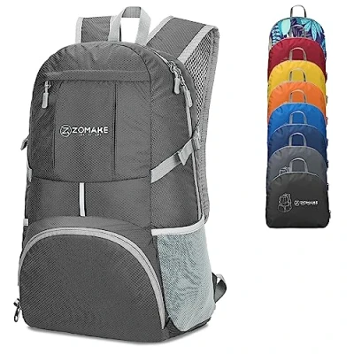 Abbildung von ZOMAKE 35L Leicht Faltbarer Rucksack Packbare Backpacks,Kleiner Rucksäcke Wanderrucksack Wasserdicht für Damen Herren Outdoor Wandern(Dunkelgrau A)