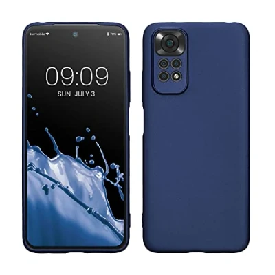 Abbildung von kwmobile Handyhülle kompatibel mit Xiaomi Redmi Note 11 / 11S Hülle weiche Silikon Case metallisch schimmernd in Metallic Blau