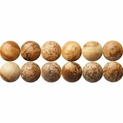 Abbildung von SKYBEADS Natürliche Landschaftsjaspis Edelstein Perlen Runde 8mm Naturstein zum Auffädeln 38cm Strang Approx 46 Stück