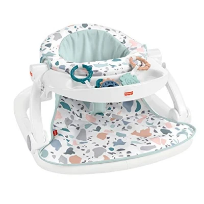 Abbildung von Fisher Price Portable Baby Chair with Tray and 2 Toys, Sit Me Up Floor Seat, Pacific Pebble
