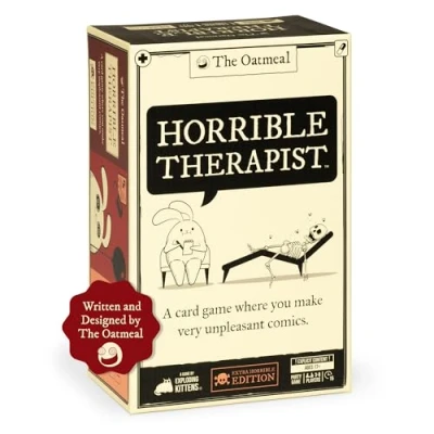 Abbildung von Exploding Kittens Horrible Therapist: Extra Edition by 3 8 Players Ages 17+ 15 Minutes to Play Explicit Comic Building Game Party Game, Family Night, Adult Card