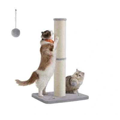 Abbildung von Feandrea Kratzbaum, 85 cm hoch, Kratzsäule, 13 Dicker Stamm, Katzenbaum, Kratzstamm für mittelgroße und große Katzen, Sisalstamm, mit Plüschball Glocke, Taubengrau PCA041G01