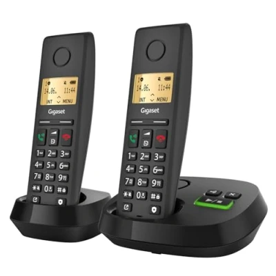 Abbildung von Gigaset Pure 220A Duo 2 Schnurlose DECT Telefone mit Anrufbeantworter Call Block Taste und Freisprechfunktion 80 Kontakten, anthrazit schwarz [Kompatibel in DE, IT, FR, NL, BE, Che, AUT]