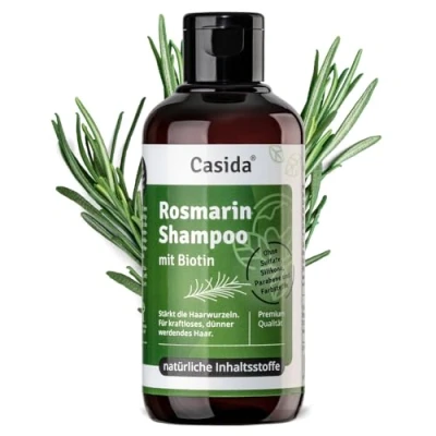 Abbildung von Casida® Rosmarin Shampoo mit Biotin Rosmarinöl gegen Haarausfall, für kraftloses, dünner werdendes Haar Ohne Sulfate, Silikone, SLS 200ml