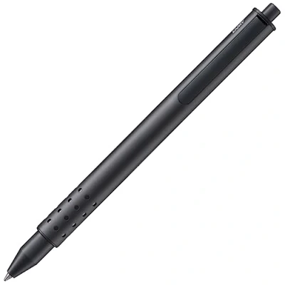 Abbildung von Lamy swift black Tintenroller schlichter mit flüssigem Schreibgefühl robustes Gehäuse aus Edelstahl &amp; in Strichbreite B Tintenrollermine M 66 blau