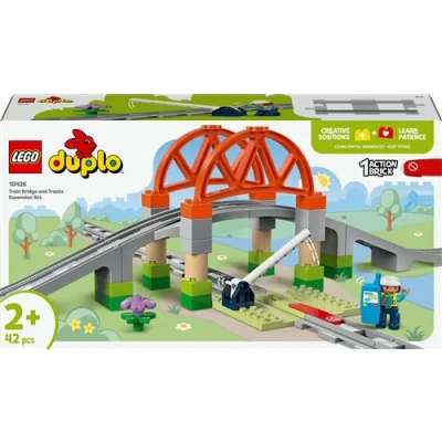 Abbildung von LEGO DUPLO Town Eisenbahnbrücke und Schienen Erweiterungsset, Geschenk für Kleinkinder ab 2 Jahren, Set zum Bauen Umbauen, entwicklungsförderndes Spielset Vorschulkinder, Lernspielzeug 10426