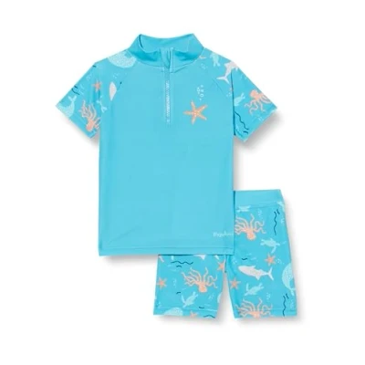 Abbildung von Playshoes Unisex Kinder UV Schutz Bade Set zweiteilig Schwimmshirt Badeshorts Badebekleidung, Meerestiere, 122/128