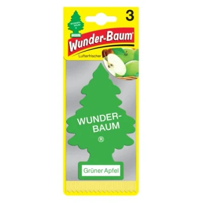 Abbildung von WUNDER BAUM Auto Lufterfrischer Anhänger für langanhaltenden Duft im oder zu Hause Grüner Apfel, 3 Stück