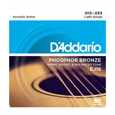 Abbildung von D&#039;Addario Gitarrensaiten Westerngitarre Akustikgitarre Acoustic Guitar Strings EJ16 Light, 12 53 1 Stück