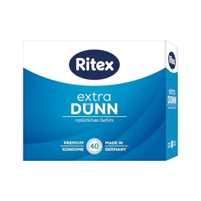 Abbildung von Ritex Kondome extra dünn gefühlsecht 40 Stück, hauchzart für ein natürliches Gefühl Vegan, dermatologisch getestet, Made in Germany