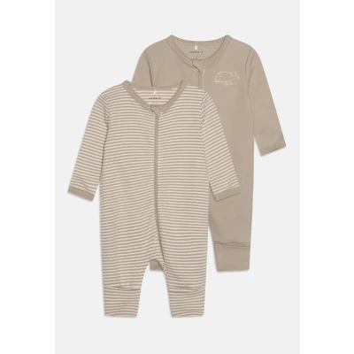 Abbildung von Name it Nbnnightsuit ZIP Unisex 2 PACK Pyjama für Kinder, Größe: 50, Beige