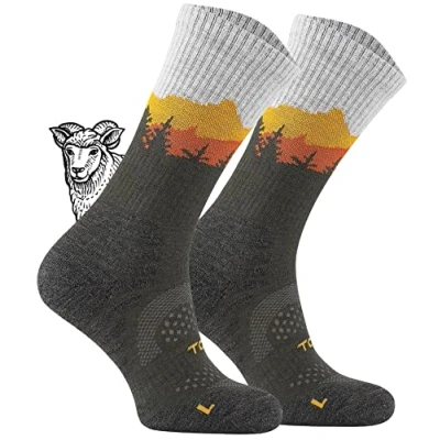 Abbildung von TODO BP LIGHT Dünn Merino Wandersocken für Herren, Damen,Trekking Socken, Atmungsaktiv, 55% Merinowolle Blend Funktionssocken, Outdoor (Falcon Khaki, 43 46)