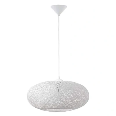 Abbildung von EGLO Pendelleuchte Campilo, 1 flammige Hängelampe, Hängeleuchte aus Textil Faden und Kunststoff, Esstischlampe in Weiß, Wohnzimmerlampe hängend mit E27 Fassung, Ø 45 cm