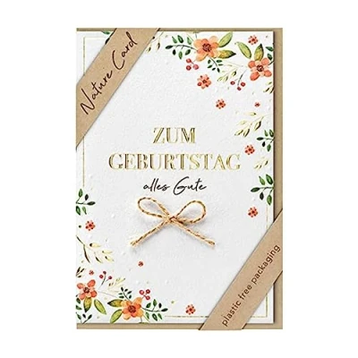 Abbildung von bsb Karte zum Geburtstag Nature Card Nachhaltige Karten Geburtstagskarten mit Umschlag Geburtstagskarte Frauen &amp; Männer Glückwunschkarte 11,5 x 17 cm
