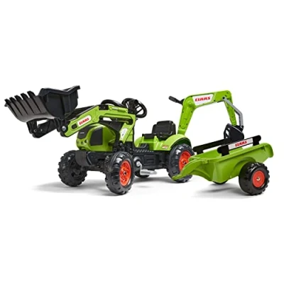 Abbildung von Falk 2040N Outdoor Spielzeug Baggerlader Claas Arion 410 + Anhänger Baggerschaufel