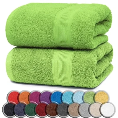 Abbildung von NatureMark 2er Pack SAUNATÜCHER Premium Qualität 80x200cm SAUNATUCH Sauna Handtuch 100% Baumwolle Farbe: Apfel Grün