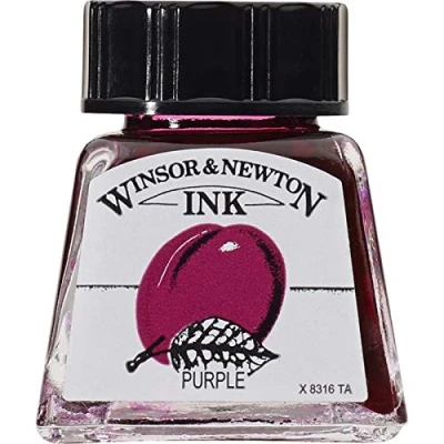 Abbildung von Winsor &amp; Newton 1005542 Drawing Inks Zeichentusche für Kalligraphen, Illustratoren, Grafikern, Künstler wasserbeständige Farben, herrvorragender Transparenz, 14ml Flasche Purpur