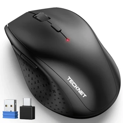 Abbildung von TECKNET Kabellose Maus mit USB C Adapter, 4800 DPI 2.4G Funkmaus Empfänger, 30 Monate Batterielaufzeit, Optical Tracking, Wireless 6 Tasten für PC Laptop Windows Mac MacBook Linux