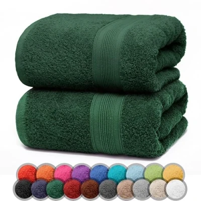 Abbildung von NatureMark 2er Pack DUSCHTÜCHER Premium Qualität 70x140cm DUSCHTUCH Dusch Handtuch Doppelpack Farbe: Dunkel grün