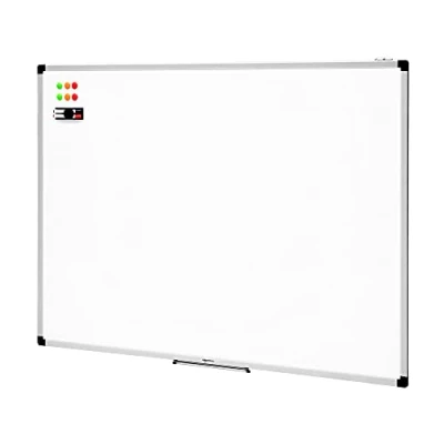Abbildung von Amazon Basics Magnetisches Whiteboard mit Stiftablage und Aluminiumleisten, trocken abwischbar, 120 cm x 90 (B H), Weiß