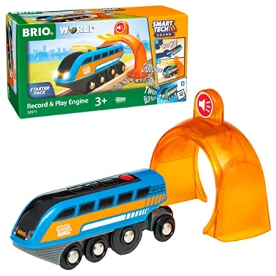 Abbildung von BRIO World 33971 Smart Tech Sound Lok mit Aufnahmefunktion Elektrischer Zug Tunnel Interaktives Spielzeug empfohlen ab 3 Jahren