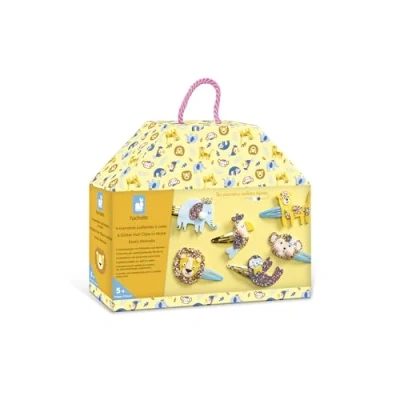 Abbildung von Janod J09178 Set mit 6 Haarspangen Exotische Tiere Kit Kreatives Gestalten Kind Lernen für Feinmotorik und Kreativität Ab 5 Jahren