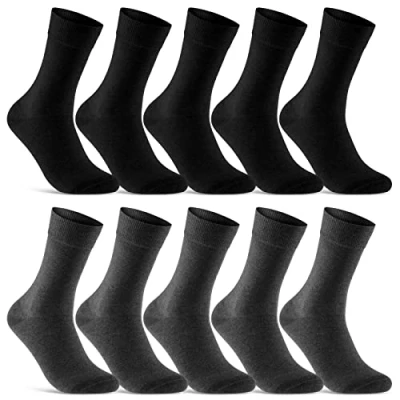 Abbildung von 10 Paar Socken Herren Damen Schwarz Business Baumwolle 70201T (Schwarz Anthrazit 47 50)