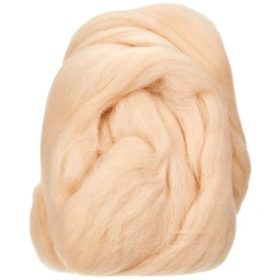 Abbildung von Rayher Reine Schurwolle, Filzwolle, Kammzug, Beutel 50 g, hell beige, Märchenwolle, 5360083