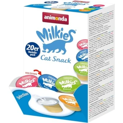 Abbildung von Milkies Katzensnack mit Milch Selection (20 Cups a 15g), portinierte Katzensnacks für erwachsene Katzen von animonda