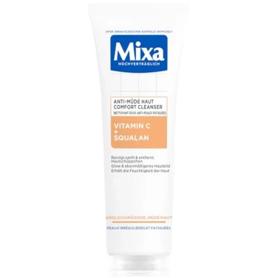 Abbildung von Mixa Anti Müde Haut Comfort Cleanser, Beruhigend, Ebenmäßigere Haut, für ungleichmäßige, fahle und sensible mit Vitamin C Squalan, Geeignet Gesicht &amp; Hals, Hypoallergen, 150 ml