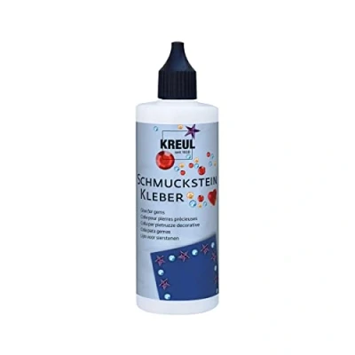 Abbildung von KREUL 49602 Schmucksteinkleber, 125 ml Flasche, auf Wasserbasis hergestellt, trocknet transparent, mit feiner Düse für punktgenaues Aufkleben der Schmucksteine