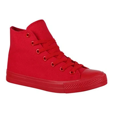 Abbildung von Elara Unisex Sneaker Sportschuhe High Top Turnschuh Chunkyrayan 014 ZY9031 Red 42