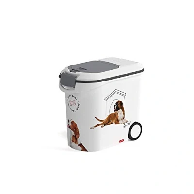 Abbildung von Curver 241095 Futter Container 12kg I 35L, weiß/grau/Love Pets Hunde, 49,3 x 27,8 42,5 cm