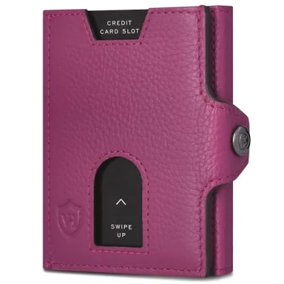 Abbildung von VON HEESEN Slim Wallet mit RFID Schutz Geldbörse Herren klein Mini Geldbeutel Damen Portmonee Kartenetui Echtleder Karten Portemonnaie Leder Kreditkartenetui Pink