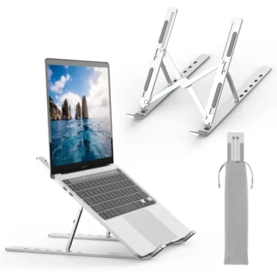Abbildung von GRIFEMA GB1054 Laptop Ständer für Schreibtisch, Höhenverstellbarer Riser, Tragbarer LaptopStänder mit 6 Neigungsverstellungen 10&quot; 17,3&quot; Laptops und Tablets Silber