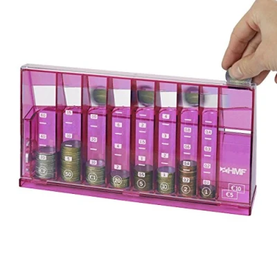 Abbildung von HMF 4710 15 Münzsortierer Euro Spardose 24,0 x 5,0 12,0 cm, pink