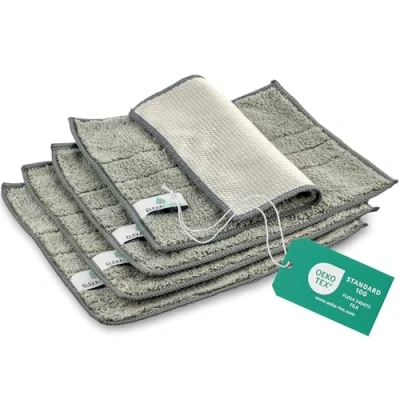 Abbildung von ELEXACLEAN Spültücher waschbar Mikrofaser (Grau, 4er Set, 24x20cm) Spüllappen für Küche, Geschirr