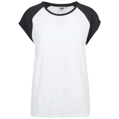 Abbildung von Urban Classics Contrast Raglan Tshirt print, Damen, Größe: XL, White/black